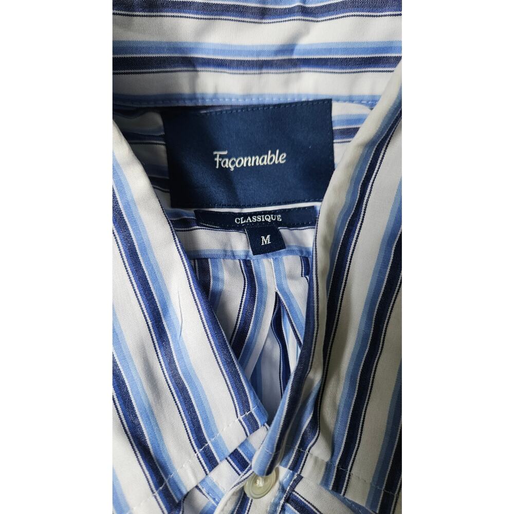 Faonnable Classique Striped Button Down Shirt Blu… - image 3